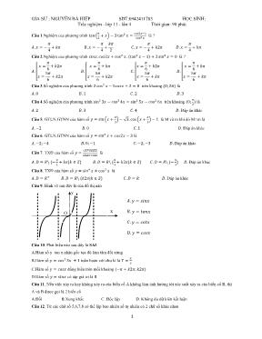 Trắc nghiệm Toán - Lớp 11 - lần 4